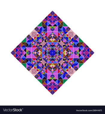 Isolated ornate triangular mosaic diagonal square vector image Isolated ornate triangular mosaic diagonal square vector image