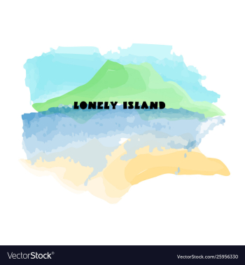 Isolated tropical island watercolor vector image Isolated tropical island watercolor vector image
