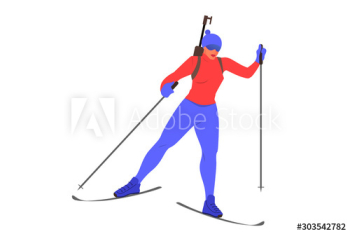 Isolated vector illustration of female athlete skiing Isolated vector illustration of female athlete skiing