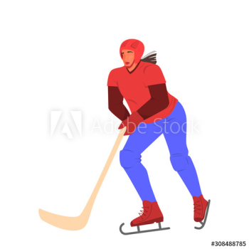 Isolated vector illustration of female hockey team athlete Isolated vector illustration of female hockey team athlete