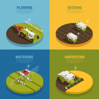Isometric agriculture automation banner collection Free Vector Isometric agriculture automation banner collection Free Vector