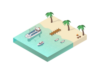 Isometric coastal line composition Free Vector Isometric coastal line composition Free Vector