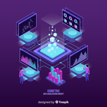 Isometric data visualization concept background Free Vector Isometric data visualization concept background Free Vector