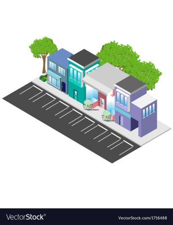 Isometric downtown shops vector image Isometric downtown shops vector image