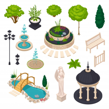 Isometric elements for city landscape Free Vector Isometric elements for city landscape Free Vector
