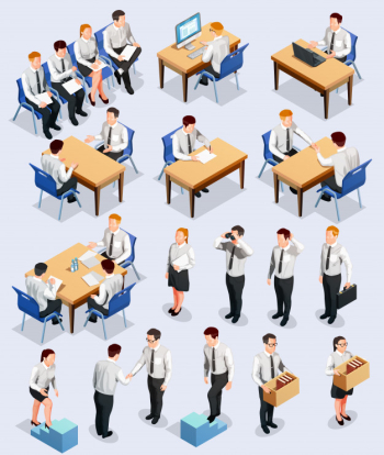 Isometric employment interview collection Free Vector Isometric employment interview collection Free Vector
