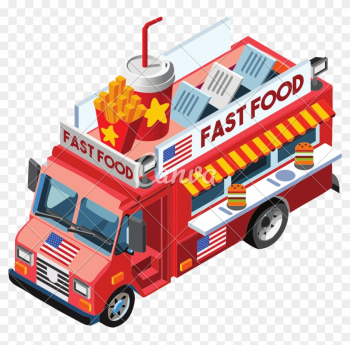 Isometric Food Truck - Food