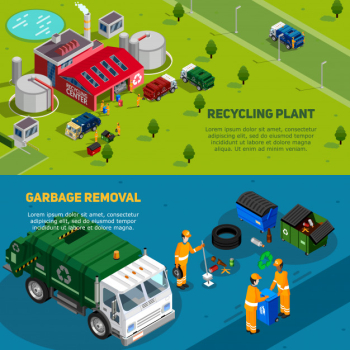 Isometric garbage banners Isometric garbage banners