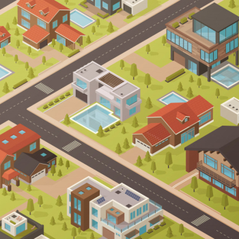 Isometric house background Free Vector
