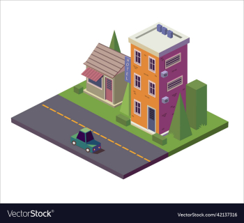 isometric house street isometric house street