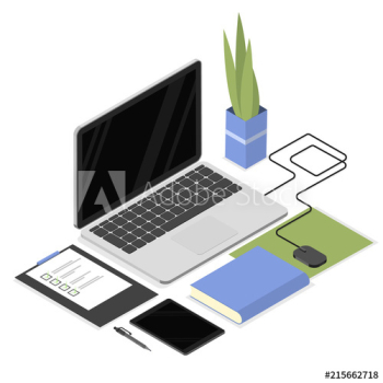 Isometric office workplace Isometric office workplace