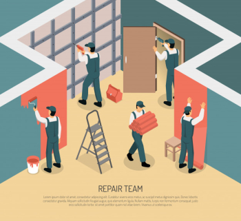 Isometric renovation illustration Free Vector Isometric renovation illustration Free Vector