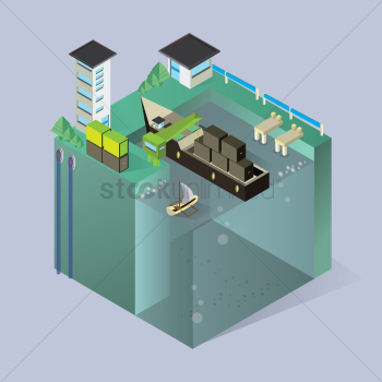 Isometric seaport Isometric seaport