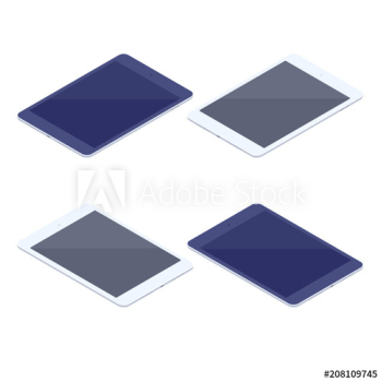 Isometric set of digital tablets isolated illustration Isometric set of digital tablets isolated illustration