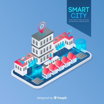 Isometric smart city background Free Vector Isometric smart city background Free Vector