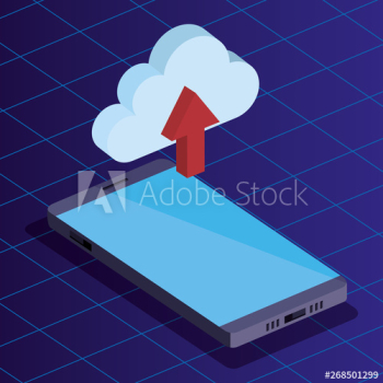 isometric smartphone technology with cloud data upload isometric smartphone technology with cloud data upload