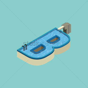 Isometric swimming pool design of alphabet b Isometric swimming pool design of alphabet b