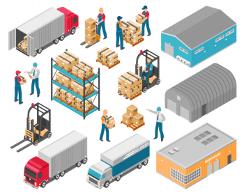 Isometric warehouse logistic icon set Free Vector Isometric warehouse logistic icon set Free Vector