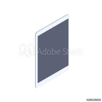 Isometric white tablet isolated illustration Isometric white tablet isolated illustration