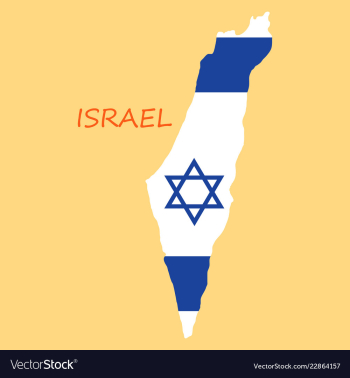Israel map painted in the color of the flag vector image Israel map painted in the color of the flag vector image