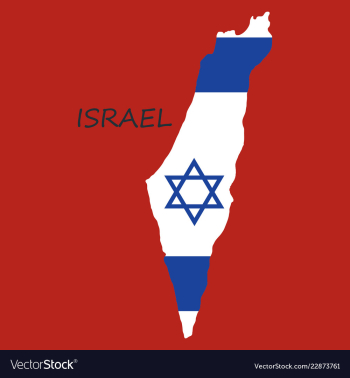 Israel map painted in the color of the flag vector image Israel map painted in the color of the flag vector image
