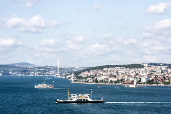 Istanbul's ocean scene with cruise ship Istanbul's ocean scene with cruise ship