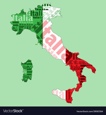 italian flag in italy map