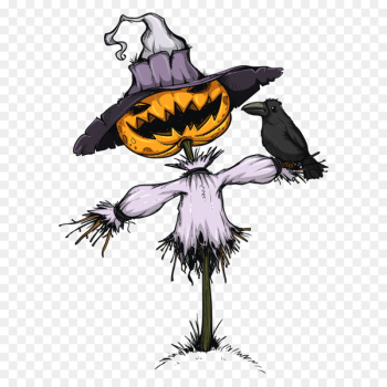 Jack-o-lantern Scarecrow Cartoon Illustration - Cartoon pumpkin scarecrow 