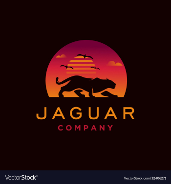 jaguar with sunset logo design