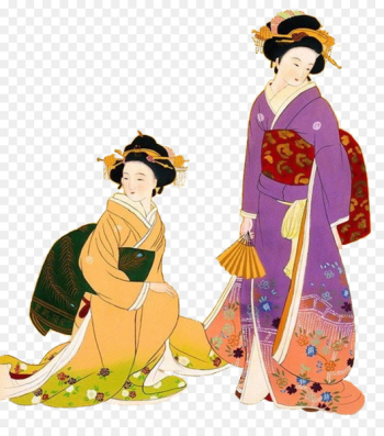 Japan Wa Ukiyo-e Geisha - Japanese ukiyo-e character elements 