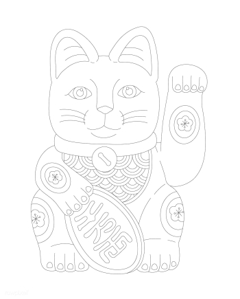 Japanese beckoning cat adult coloring | Free stock vector - 462504 Japanese beckoning cat adult coloring | Free stock vector - 462504