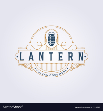 japanese chinese lantern logo vintage line art