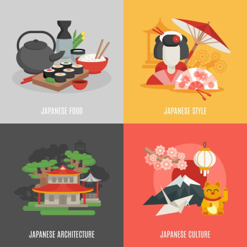 Japanese Culture Flat Icon Set Japanese Culture Flat Icon Set