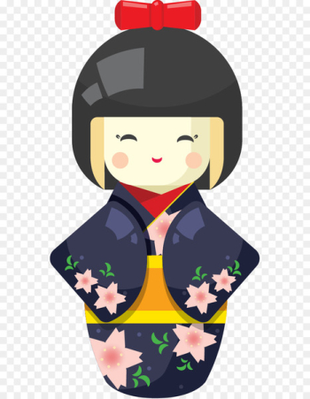 Japanese dolls Geisha - Vector Hand-painted traditional Japanese dolls 