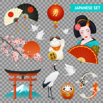 Japanese national symbols set Free Vector Japanese national symbols set Free Vector