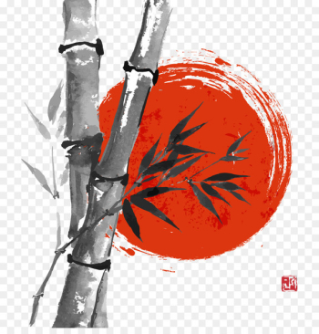 Japanese painting Ink wash painting Drawing - Japan Ink bamboo vector 