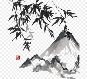 Japanese painting Ink wash painting Japanese art - Vector Chinese painting style bamboo material 