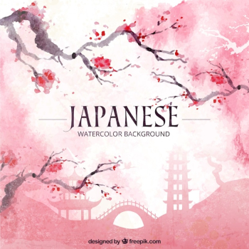 Japanese watercolor background japanese watercolor background with blossoms 