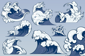 Japanese wave doodle Free Vector Japanese wave doodle Free Vector