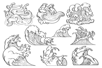 Japanese wave doodle Free Vector Japanese wave doodle Free Vector