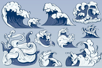Japanese wave doodle Free Vector Japanese wave doodle Free Vector