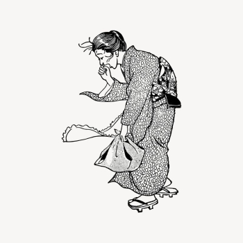 Japanese woman clipart, drawing illustration | Free Vector Illustration - rawpixel