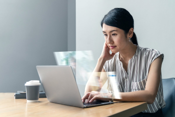 Japanese woman working from home in new normal life Japanese woman working from home in new normal life