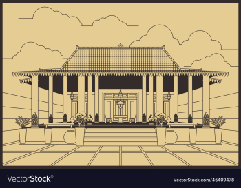 javanese traditional house building line art javanese traditional house building line art