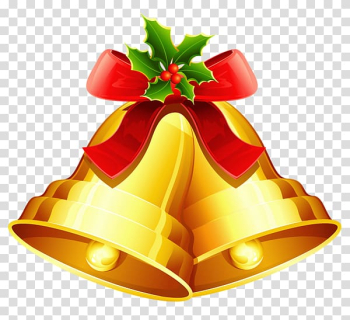 Jingle bell Christmas decoration , Golden Christmas bell transparent background PNG clipart