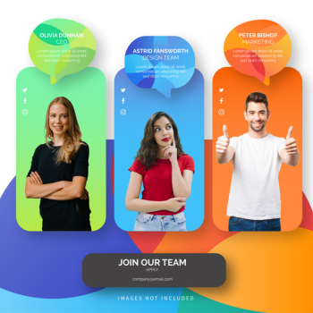 Join our team template with colorful shapes Free Vector Join our team template with colorful shapes Free Vector