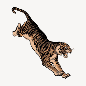 Jumping tiger clipart, wildlife illustration | Free Vector Illustration - rawpixel