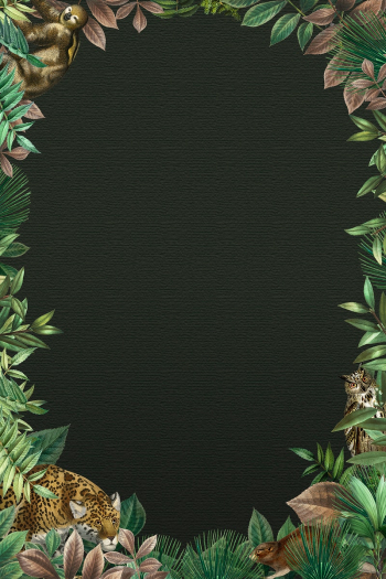 Jungle oval frame with design space black background Jungle oval frame with design space black background