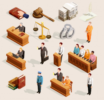 Jury court elements collection Free Vector Jury court elements collection Free Vector