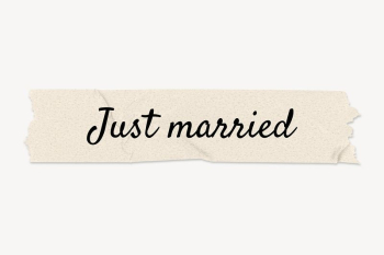 Just married word, paper tape | Free PSD - rawpixel Just married word, paper tape | Free PSD - rawpixel